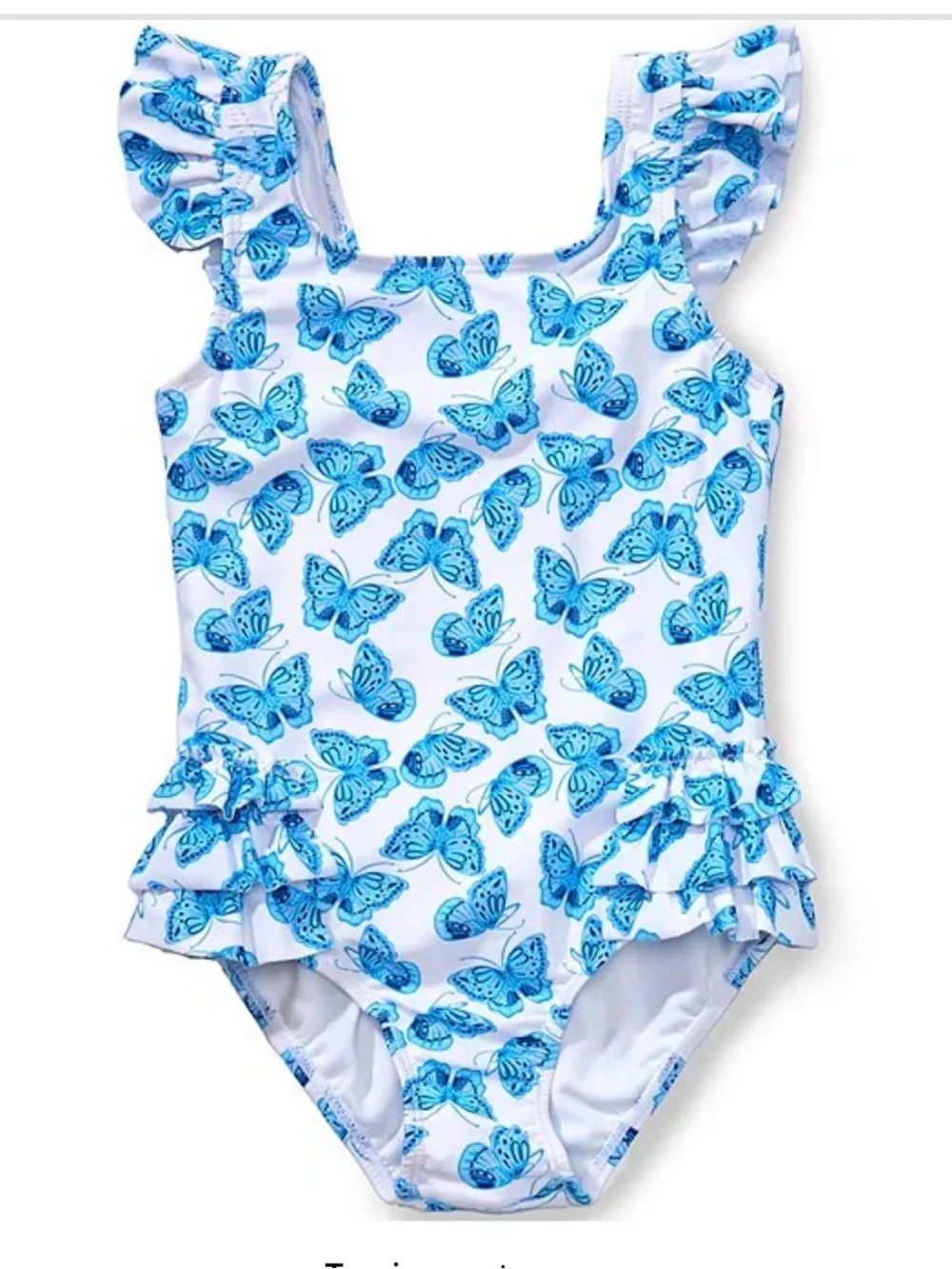 Angel Beach Girls Blue Butterfly Ruffle One-Piece Swimsuit 4T